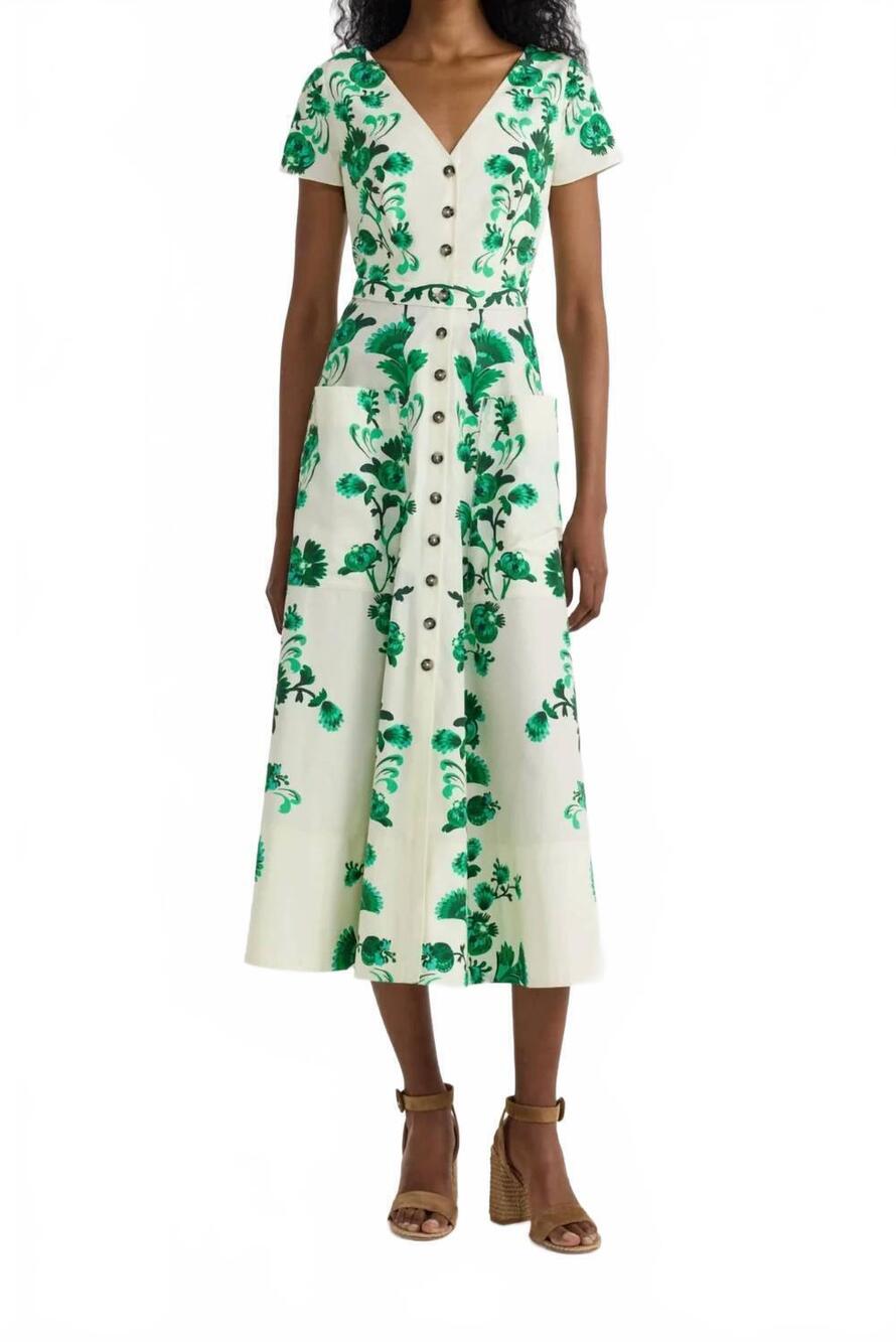 NEW SALONI zoey e midi dress in saffier vines
